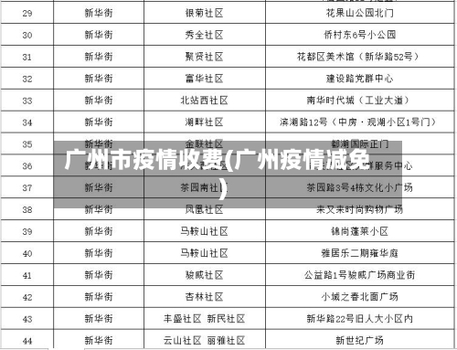 广州市疫情收费(广州疫情减免)